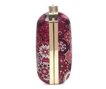 DARK PINK WOMEN SILK SATIN FABRIC HAND CLUTCH CUM SLING BAG 5