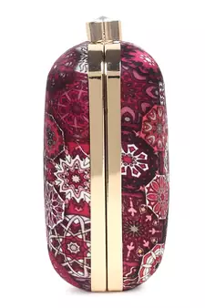 DARK PINK WOMEN SILK SATIN FABRIC HAND CLUTCH CUM SLING BAG
