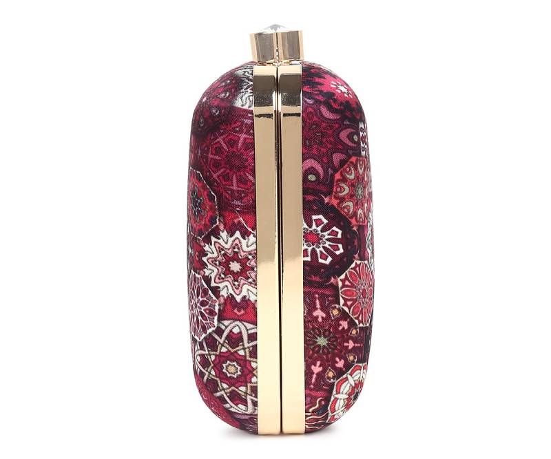 DARK PINK WOMEN SILK SATIN FABRIC HAND CLUTCH CUM SLING BAG