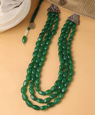 Green Beaded Necklace For Men 1
