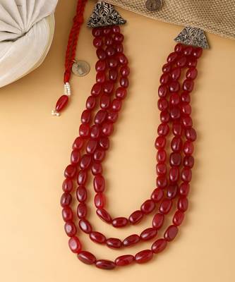 Red Beaded Necklace For Men 1