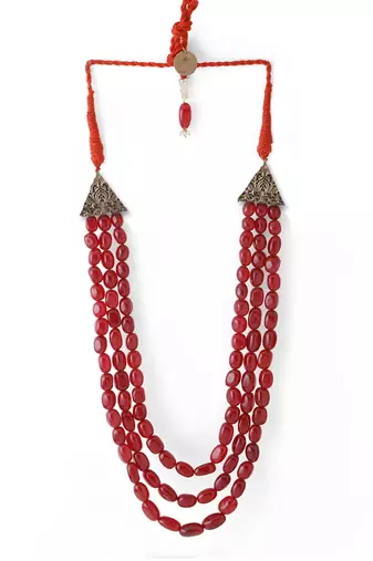 Red Beaded Necklace For Men