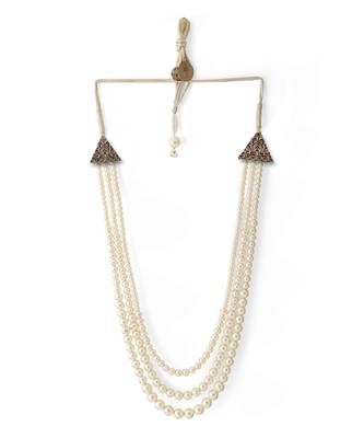 White Pearl Beaded Necklace For Men 2