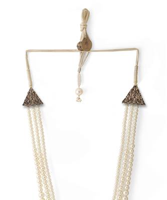 White Pearl Beaded Necklace For Men 3