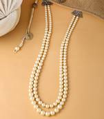 White Pearl Beaded Necklace For Men