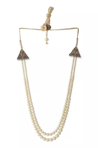 White Pearl Beaded Necklace For Men