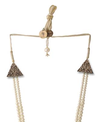 White Pearl Beaded Necklace For Men 3