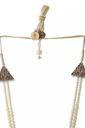 White Pearl Beaded Necklace For Men