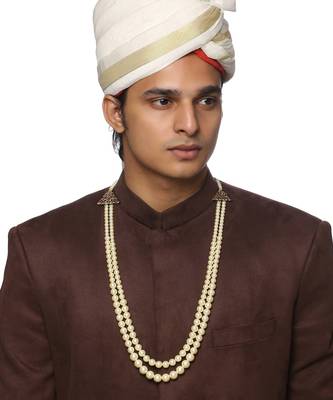 White Pearl Beaded Necklace For Men 4