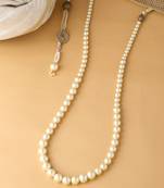 White Pearl Beaded Necklace For Men