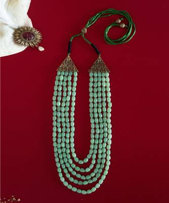 Green Beaded Necklace For Men 1