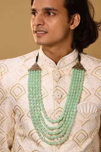 Green Beaded Necklace For Men