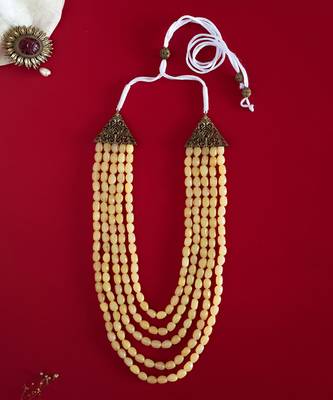 Yellow Beaded Necklace For Men 2