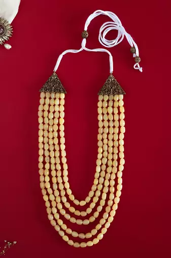 Yellow Beaded Necklace For Men