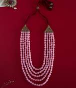 Pink Beaded Necklace For Men