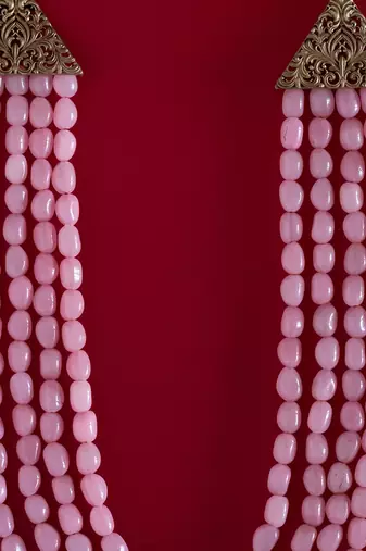 Pink Beaded Necklace For Men