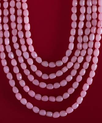 Pink Beaded Necklace For Men 3