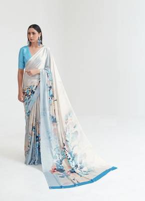 Women's Japan Satin Silk Saree With Unstitched Boluse Piece 1
