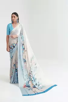 Women's Japan Satin Silk Saree With Unstitched Boluse Piece