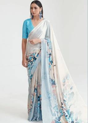 Women's Japan Satin Silk Saree With Unstitched Boluse Piece 2