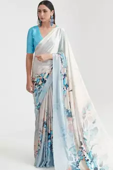 Women's Japan Satin Silk Saree With Unstitched Boluse Piece