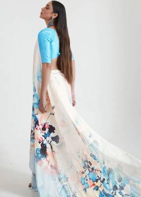 Women's Japan Satin Silk Saree With Unstitched Boluse Piece 3