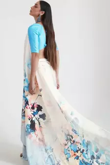 Women's Japan Satin Silk Saree With Unstitched Boluse Piece