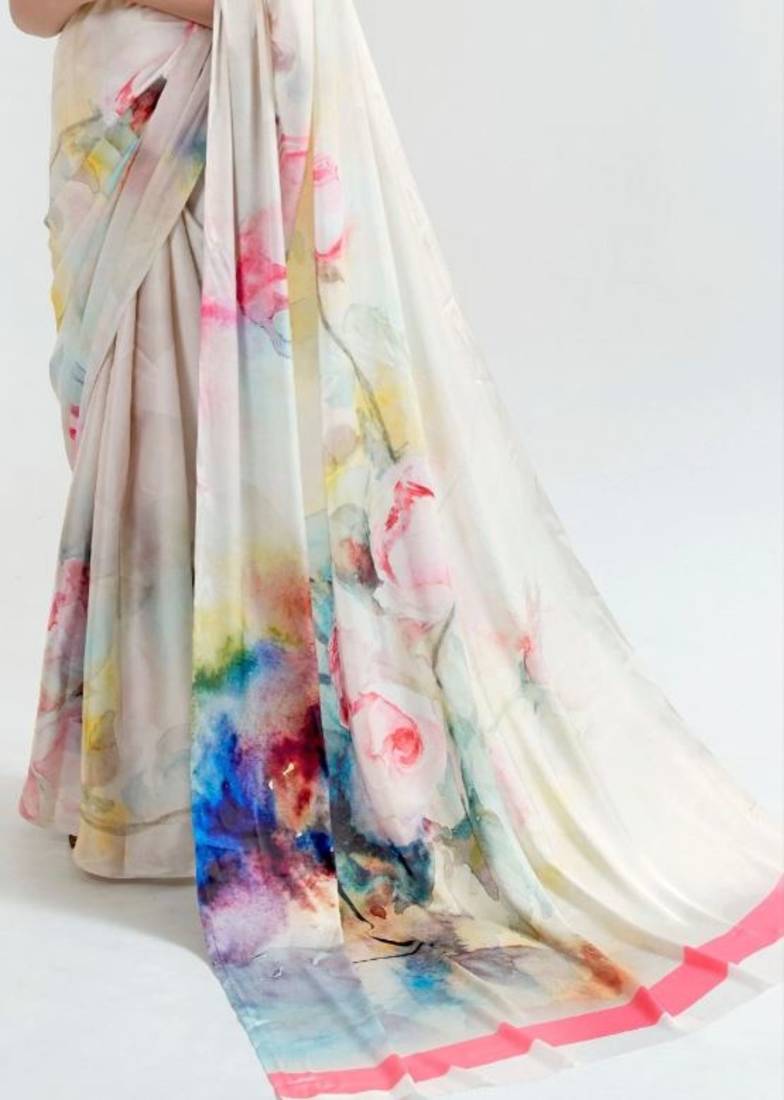 Women's Japan Satin Silk Saree With Unstitched Boluse Piece