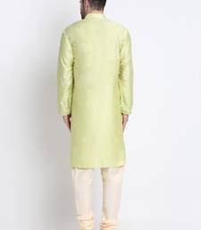 Kraft India Men Green Silk Embroided Sequence Kurta Only