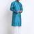 Kraft India Men Blue Silk Jacquard Sequence Kurta Only
