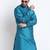 Kraft India Men Blue Silk Jacquard Sequence Kurta Only