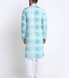 Men Green Cotton Batik Print Kurta Only