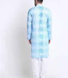 Men Sky Cotton Batik Print Kurta Only