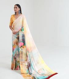 Women's Japan Satin Silk Saree With Unstitched Boluse Piece