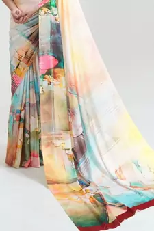 Women's Japan Satin Silk Saree With Unstitched Boluse Piece