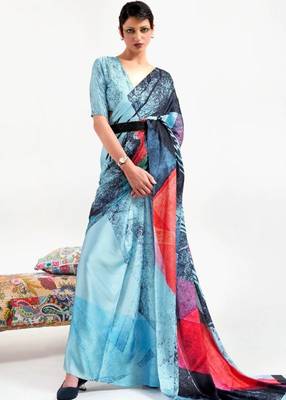 Women's Japan Satin Silk Saree With Unstitched Boluse Piece 1