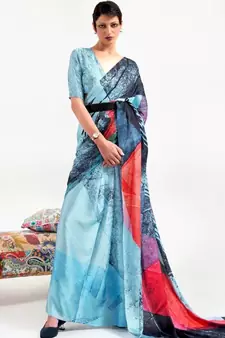 Women's Japan Satin Silk Saree With Unstitched Boluse Piece