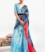 Women's Japan Satin Silk Saree With Unstitched Boluse Piece