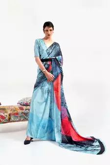 Women's Japan Satin Silk Saree With Unstitched Boluse Piece