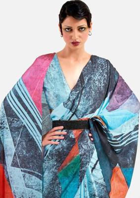 Women's Japan Satin Silk Saree With Unstitched Boluse Piece 3