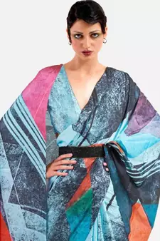 Women's Japan Satin Silk Saree With Unstitched Boluse Piece