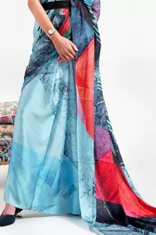 Women's Japan Satin Silk Saree With Unstitched Boluse Piece