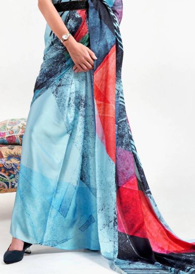 Women's Japan Satin Silk Saree With Unstitched Boluse Piece