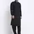 Men Black Cotton Solid Pathani and Salwar Set