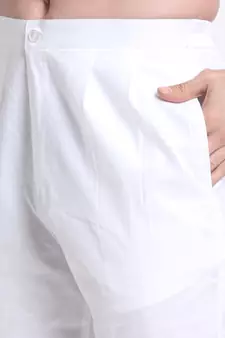 Men Cream Cotton Sequence Kurta and Trouser Set