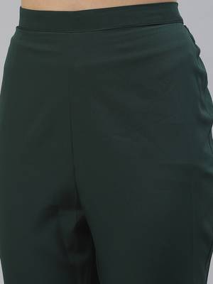 Green Embroidered Crepe Straight Kurta Pant Set 5