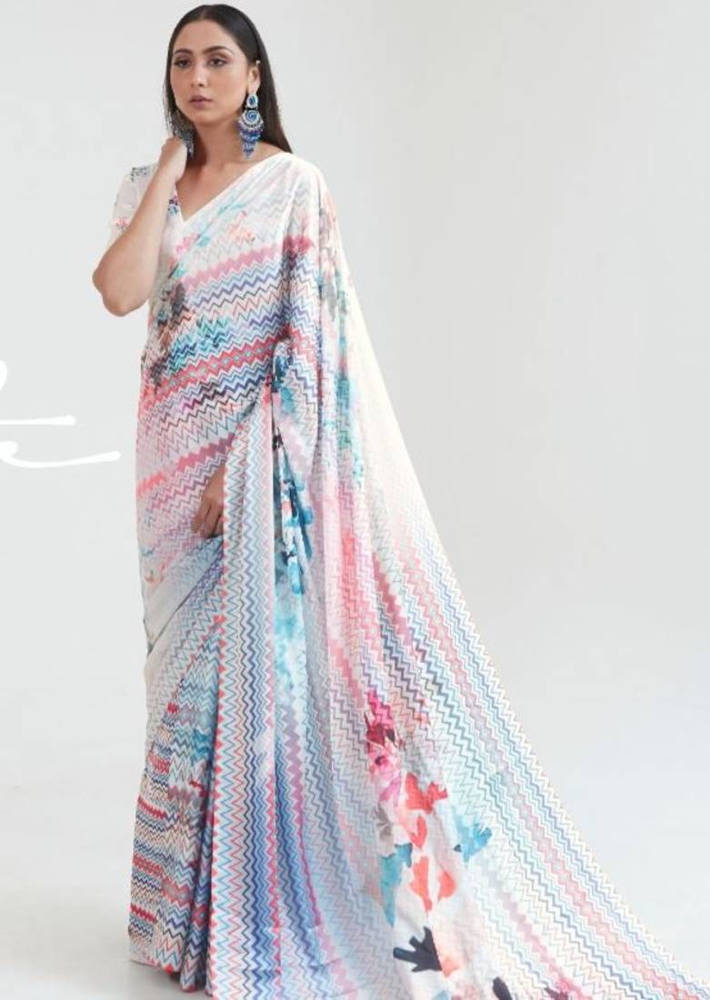 Women's Japan Satin Silk Saree With Unstitched Boluse Piece