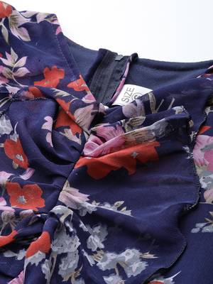 Navy-blue printed georgette long-dresses 2