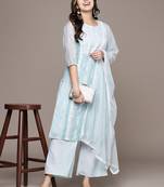 Blue printed chanderi kurta sets