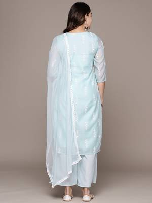 Blue printed chanderi kurta sets 3